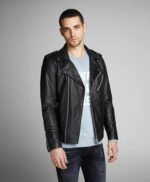 Vintage Sheepskin Biker Style Leather Jacket