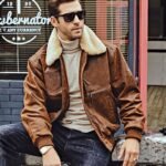 Vintage Style Flying F-19 Army Faux Fur Collar Real Leather Jacket