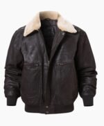 Vintage Style Flying F-19 Army Faux Fur Collar Real Leather Jacket