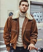 Vintage Style Flying F-19 Army Faux Fur Collar Real Leather Jacket