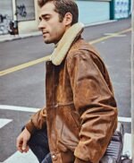 Vintage Style Flying F-19 Army Faux Fur Collar Real Leather Jacket