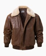 Vintage Style Flying F-19 Army Faux Fur Collar Real Leather Jacket