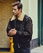 Vintage Style Flying F-19 Army Faux Fur Collar Real Leather Jacket