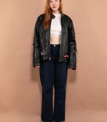 Vintage Women Leather Biker Jacket
