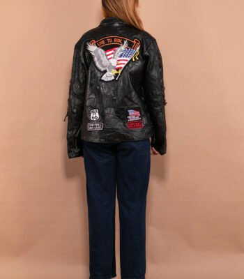 Vintage Women Leather Biker Jacket