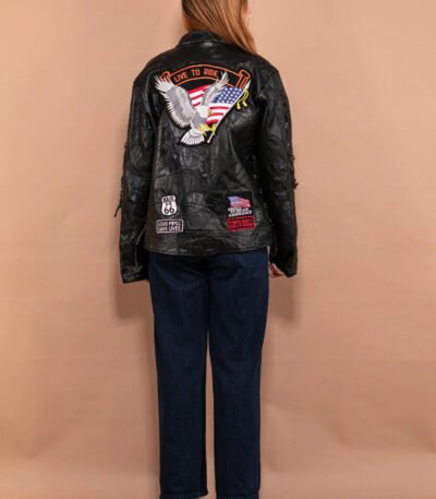 Vintage Women Leather Biker Jacket