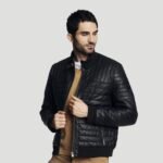 Warm Men's Winter Jacket In The Leather Style