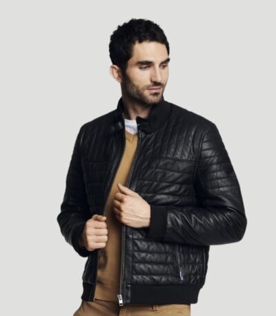 Warm Men's Winter Jacket In The Leather Style