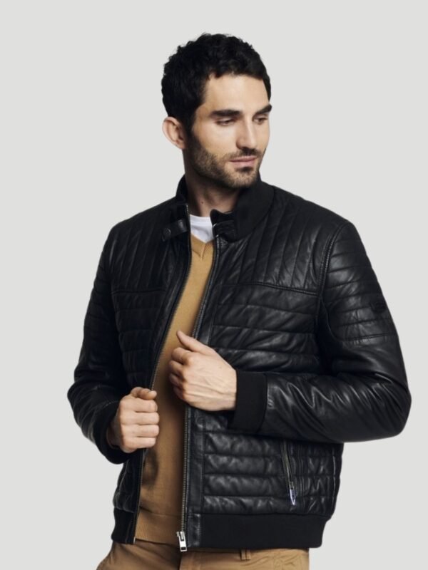 Warm Men's Winter Jacket In The Leather Style
