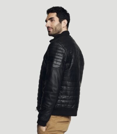 Warm Men's Winter Jacket In The Leather Style