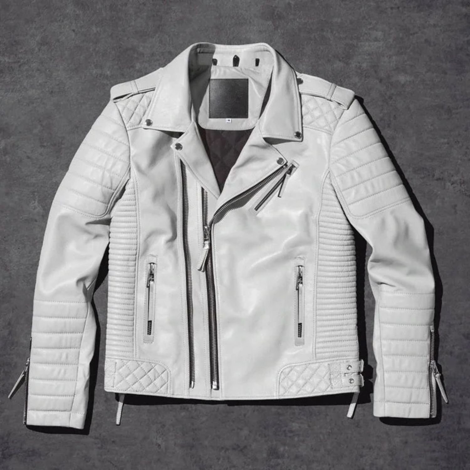 White Men's Genuine Handmade Leather Jacket White Men's Genuine Handmade Leather Jacket