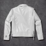 White Men's Genuine Handmade Leather Jacket