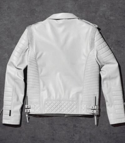 White Men's Genuine Handmade Leather Jacket