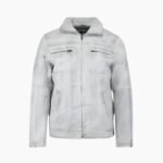 White Wax Leather Biker Jacket