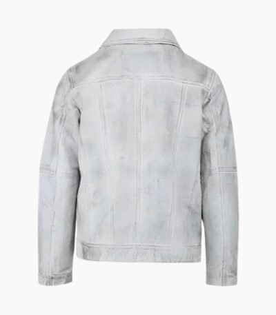 White Wax Leather Biker Jacket