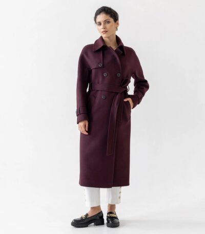 Wine Red Maroon Wool Coat