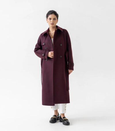 Wine Red Maroon Wool Coat