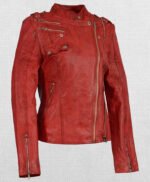 Woman's Double Zipper Asymmetrical Moto Jacket