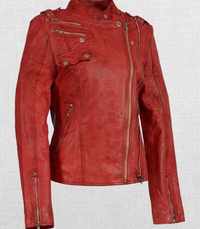Woman's Double Zipper Asymmetrical Moto Jacket