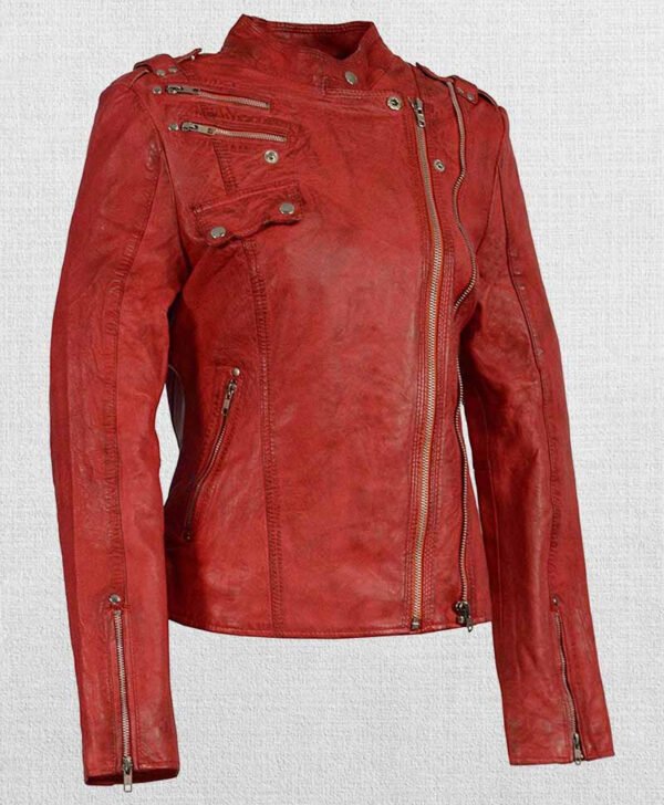 Woman's Double Zipper Asymmetrical Moto Jacket