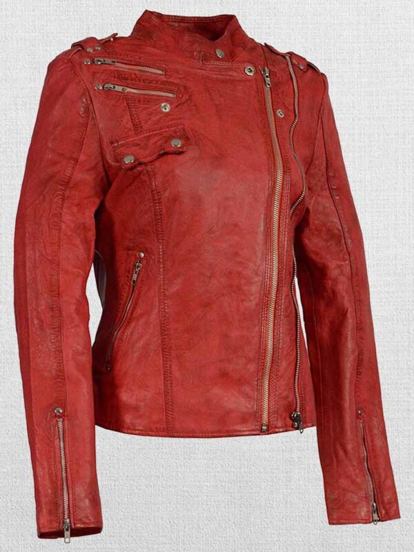 Woman's Double Zipper Asymmetrical Moto Jacket