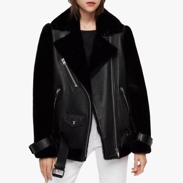 Women Belted Long Leather Jacket