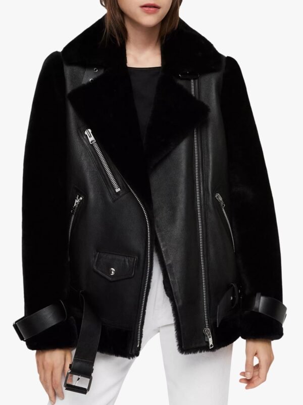Women Belted Long Leather Jacket