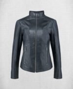 Women Biker Black Leather Jacket