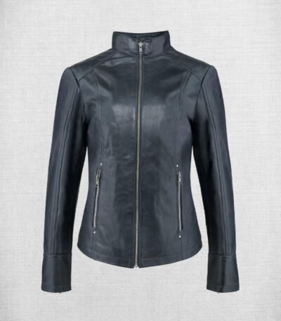 Women Biker Black Leather Jacket
