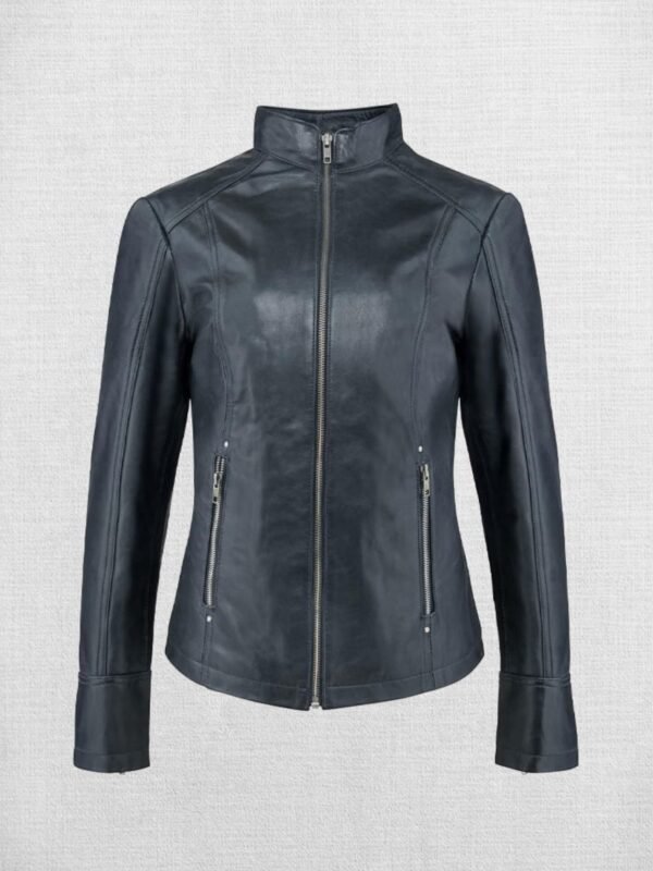 Women Biker Black Leather Jacket
