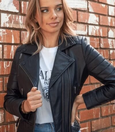 Women Biker Genuine Leather Jacket
