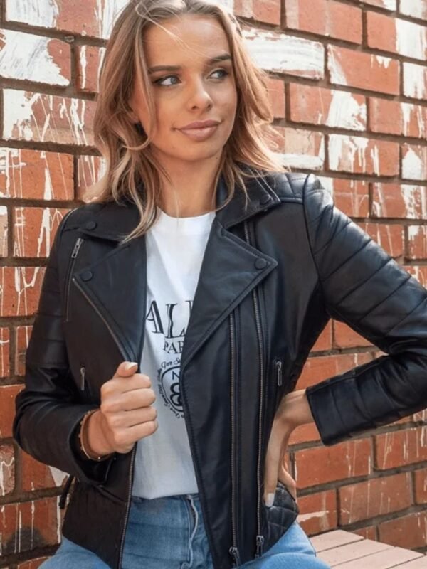 Women Biker Genuine Leather Jacket