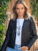 Women Biker Genuine Leather Jacket