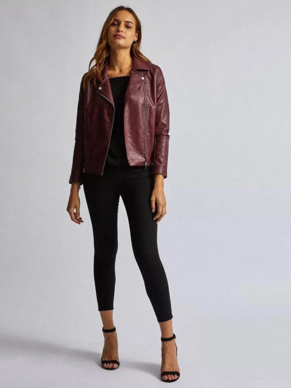 Women Biker Short Leather Jacket