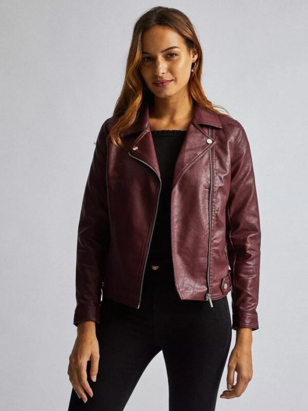 Women Biker Short Leather Jacket