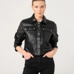 Women Black Unique Design Leather Jacket