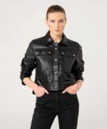Women Black Unique Design Leather Jacket