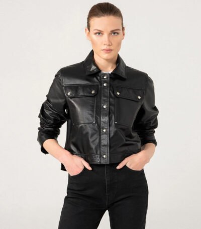 Women Black Unique Design Leather Jacket