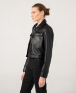 Women Black Unique Design Leather Jacket