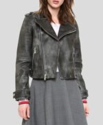 Women Black Vintage Leather Jacket