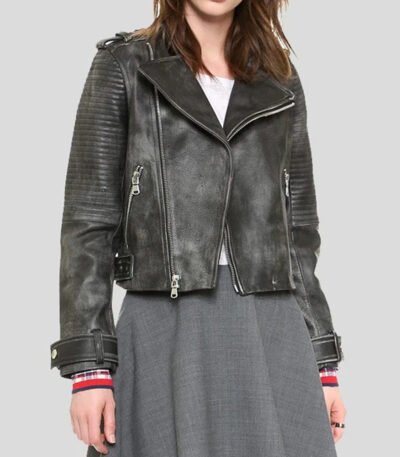 Women Black Vintage Leather Jacket