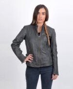 Women Bomber Leather Jacket