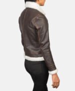 Women Brown Leather Aviator Jacket