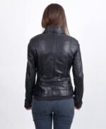 Women Classic Black Biker Leather Jacket