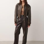 Women Distressed Brown Cropped Vintage Jacket