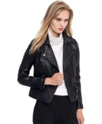 Women Fashion Black Sheepskin Leather Jacket