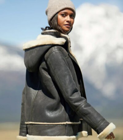 Women Flying Aviator Real Genuine Fur Leather Bomber Jacket