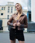Women Genuine Leather Jacket Black Aviator