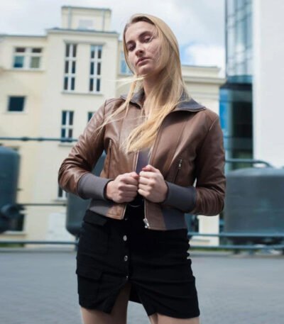 Women Genuine Leather Jacket Black Aviator