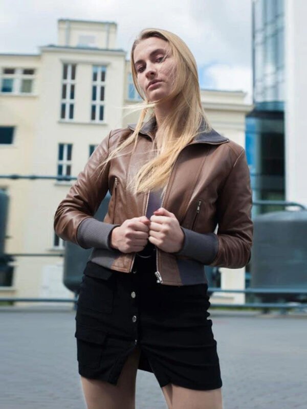 Women Genuine Leather Jacket Black Aviator